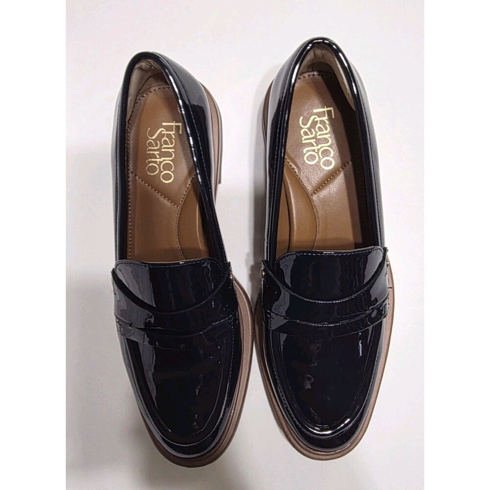 Franco Sarto Edith 2 Navy Blue Patent Penny Loafers Women’s Size 6.5M
